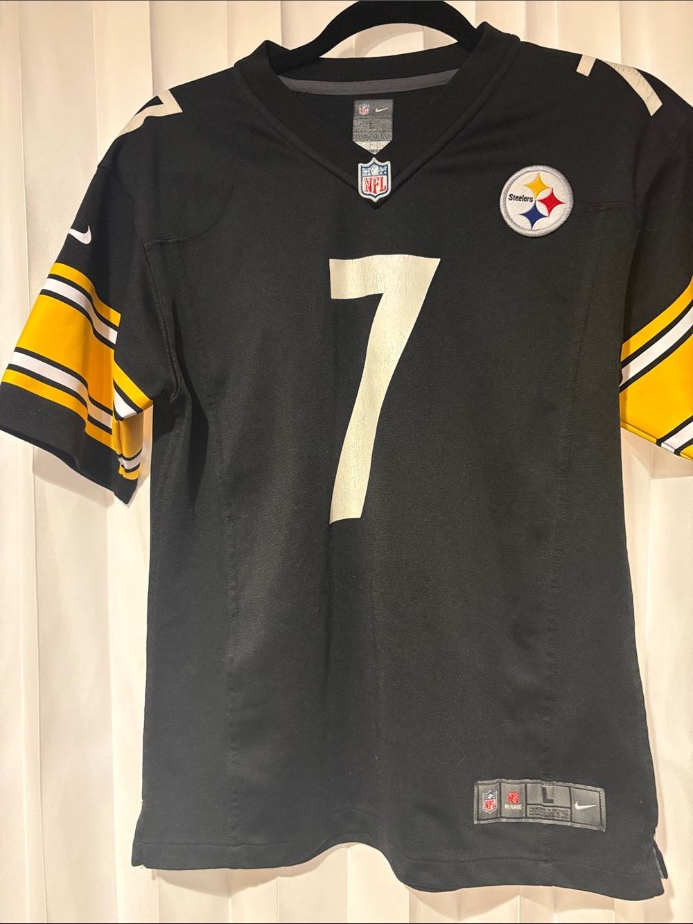 Nike Steelers Roethlisberger #7 NFL Players Jersey Youth Large Black